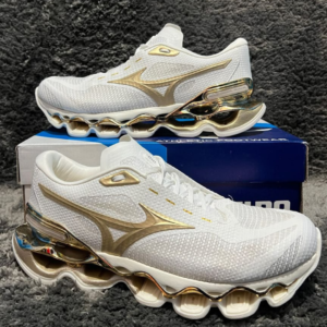 Tênis Mizuno Wave Prophecy Branco e Dourado