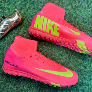 Chuteira Nike Mercurial Society Rosa Neon e Verde